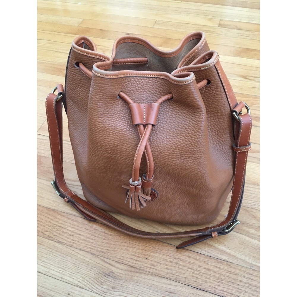 Vintage Dooney & Bourke Crossbody Bag Leather Bucket Drawstring Purse